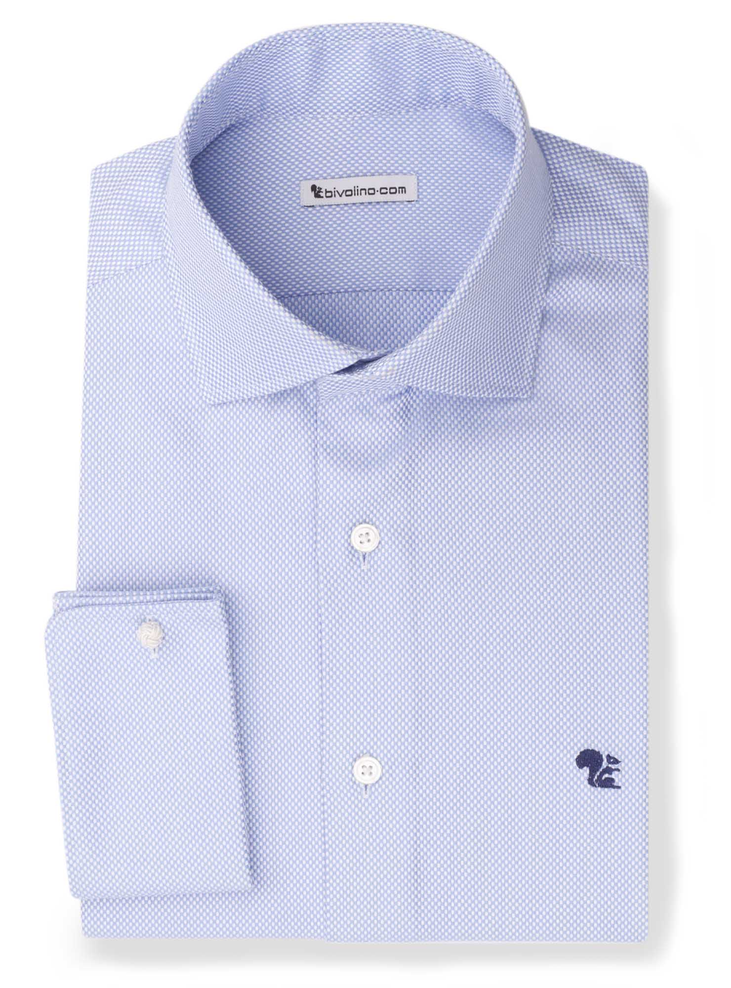 BIDFILIANO - blauw dobby overhemd - Bedford 2 Top Merken Winkel